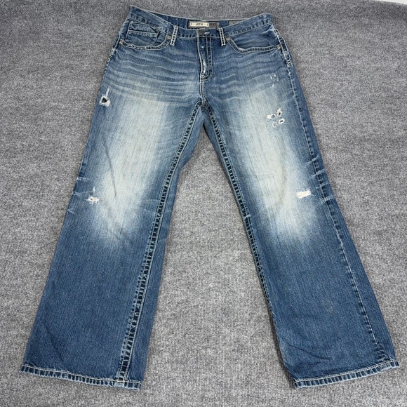 BKE Denim Jeans Mens 36R (36x31) Blue Denim Medium Wash Seth Distressed Bootleg - Picture 1 of 13